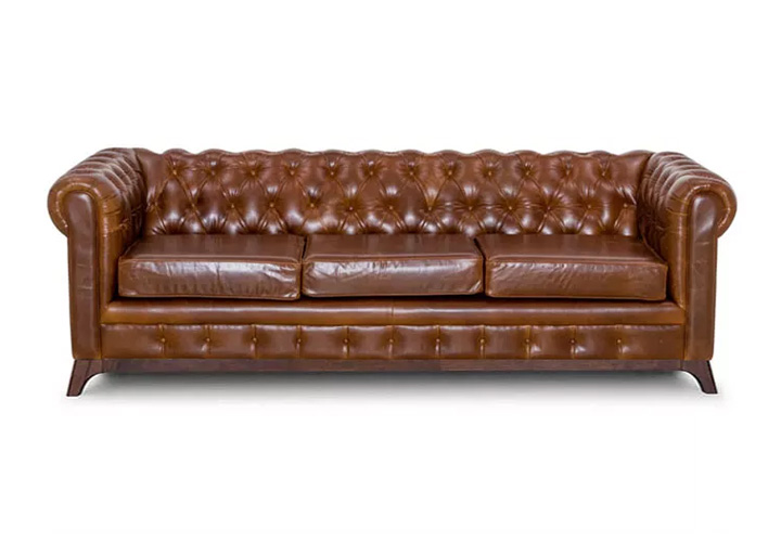 Maya Chesterfield Chestnut Leather 3 Seater Sofa
