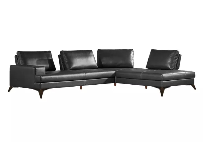 Cartos Black Leather Motion Sofa