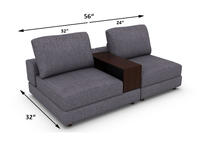 Couche 2 Seater ARMLESS 56 X 32