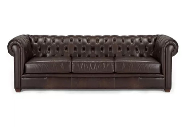 Victoria Chesterfiled Brown Leather 3 Seater Sofa